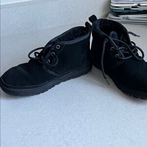 UGG Black Suede Lace-Up Ankle Boots